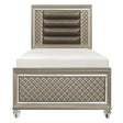 Loudon Champagne Metallic Glam Faux Leather Upholstered Twin Bed by Homelegance at Eve Furniture