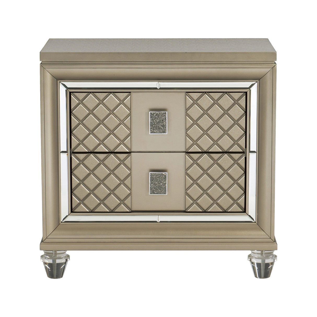 Loudon Champagne Metallic Nightstand by Homelegance at Eve Furniture