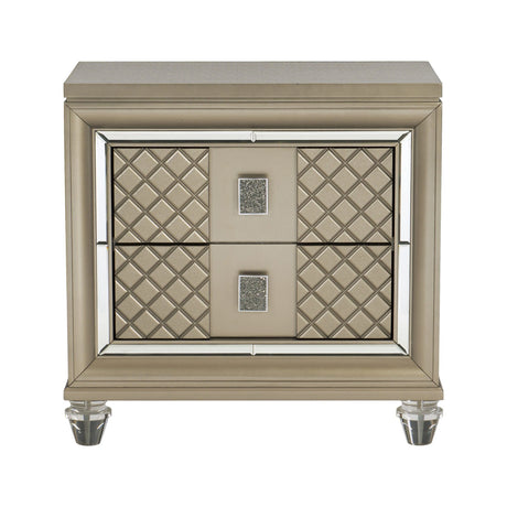 Loudon Champagne Metallic Nightstand by Homelegance at Eve Furniture