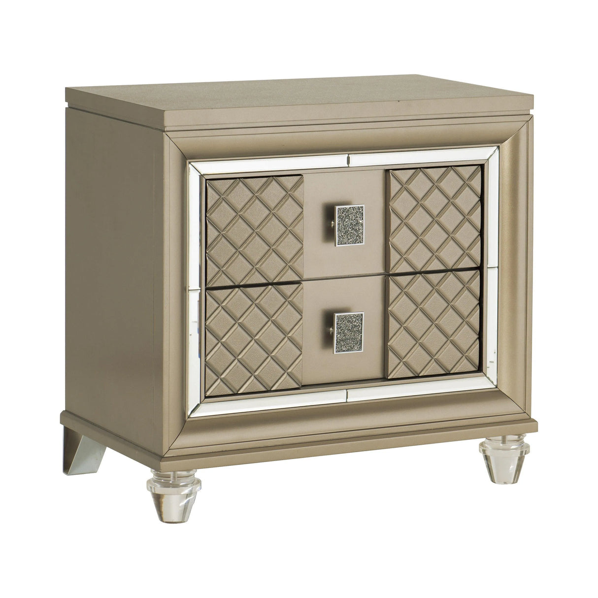 Loudon Champagne Metallic Nightstand by Homelegance at Eve Furniture