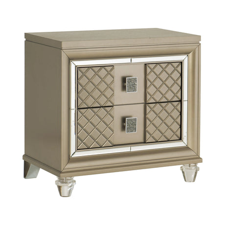 Loudon Champagne Metallic Nightstand by Homelegance at Eve Furniture