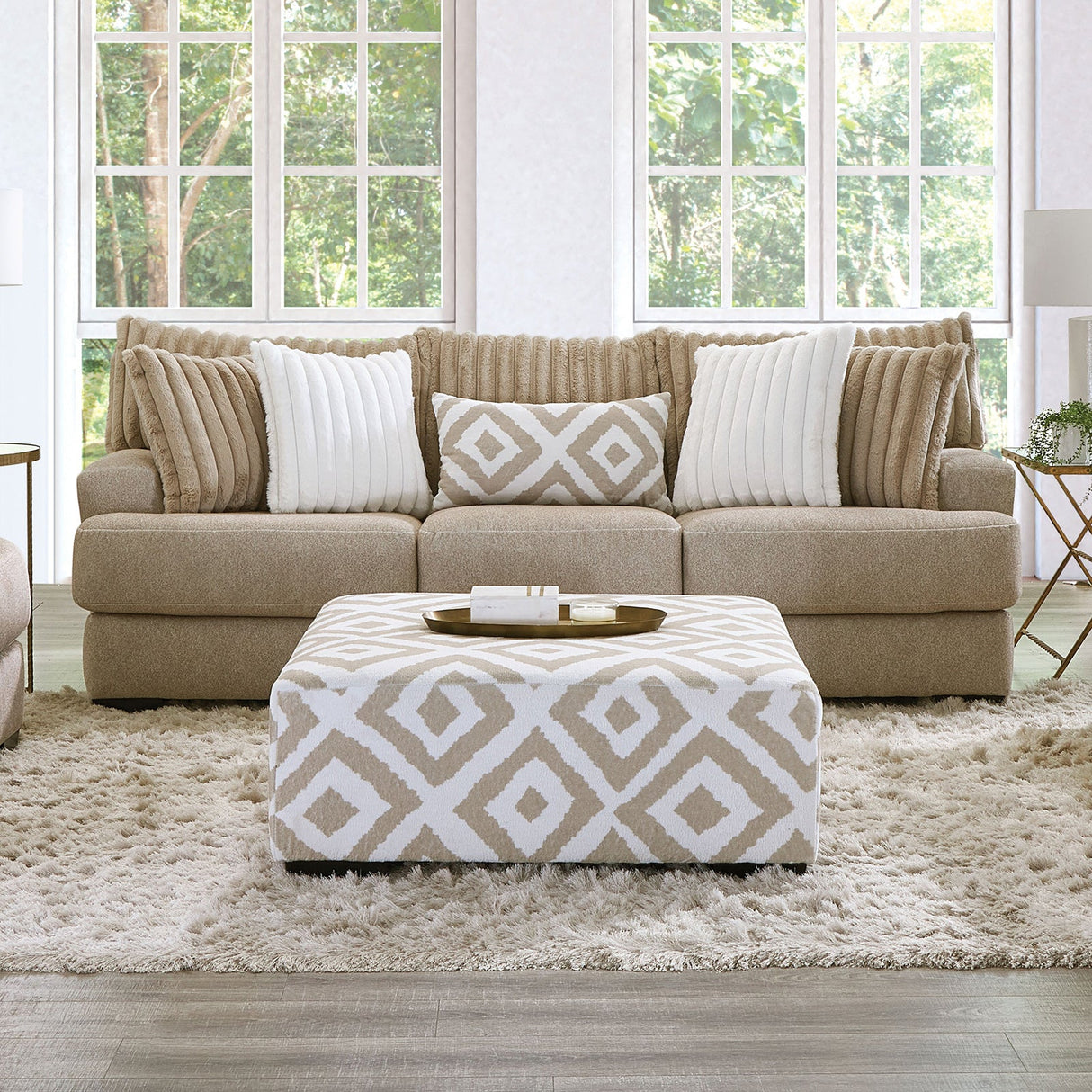 Loughlin Light Brown Sofa & Loveseat by Furniture of America at Eve Furniture