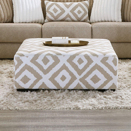 Loughlin Light Brown/Ivory Ottoman by Furniture of America at Eve Furniture