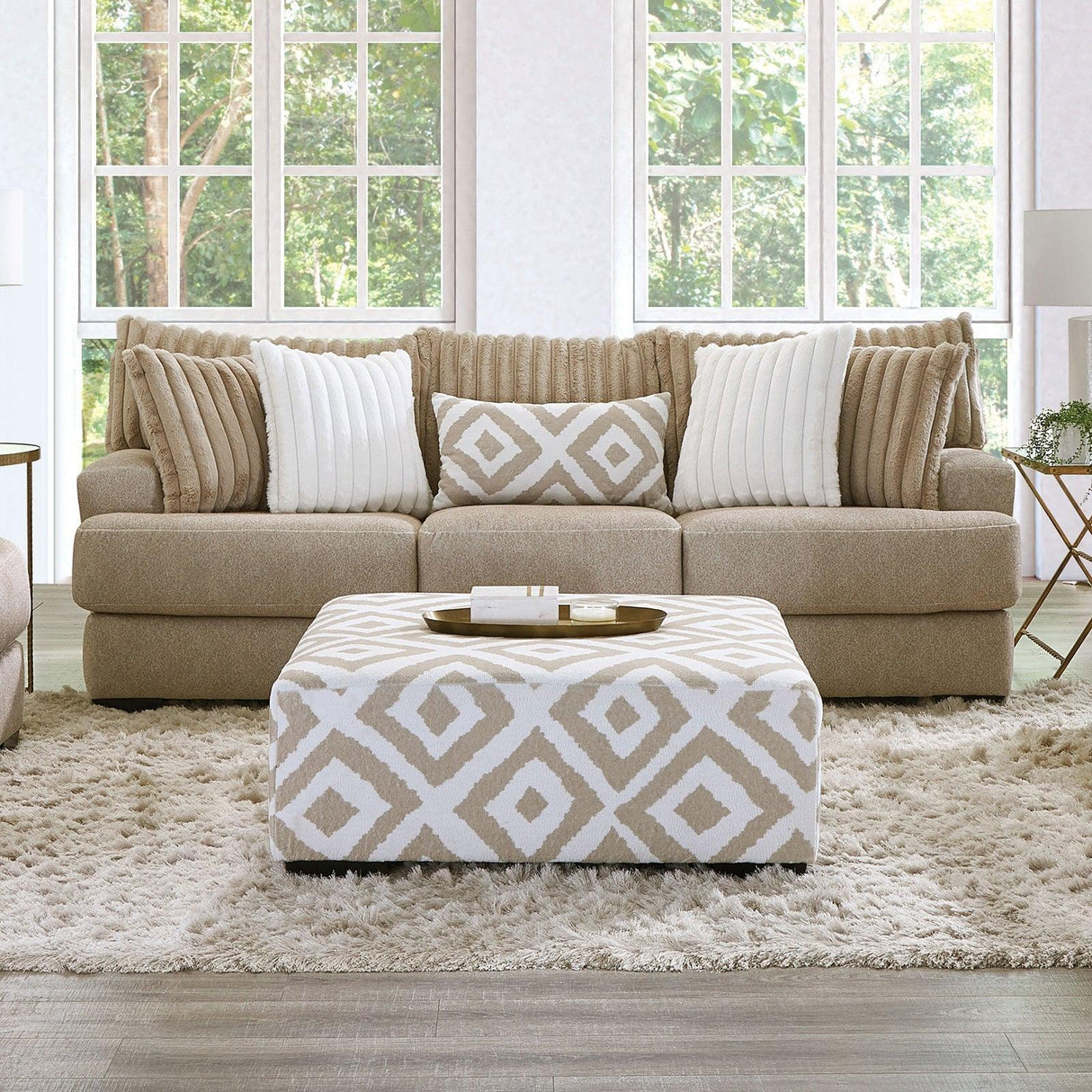 Loughlin Light Brown Sofa by Furniture of America at Eve Furniture