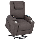 Louie Brown Chenille Upholstered Power Lift Massage Chair by Coaster at Eve Furniture
