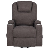 Louie Brown Chenille Upholstered Power Lift Massage Chair by Coaster at Eve Furniture