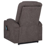 Louie Brown Chenille Upholstered Power Lift Massage Chair by Coaster at Eve Furniture