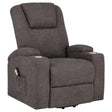 Louie Brown Chenille Upholstered Power Lift Massage Chair by Coaster at Eve Furniture