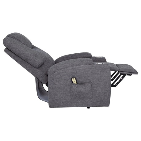 Louie Gray Chenille Upholstered Power Lift Massage Chair by Coaster at Eve Furniture