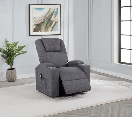 Louie Gray Chenille Upholstered Power Lift Massage Chair by Coaster at Eve Furniture