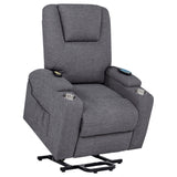 Louie Gray Chenille Upholstered Power Lift Massage Chair by Coaster at Eve Furniture