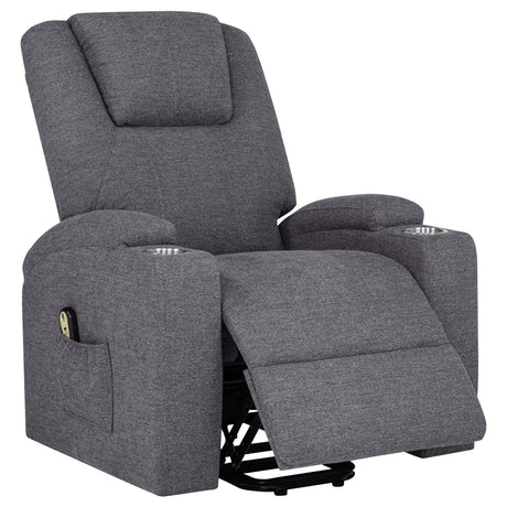 Louie Gray Chenille Upholstered Power Lift Massage Chair by Coaster at Eve Furniture
