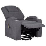Louie Gray Chenille Upholstered Power Lift Massage Chair by Coaster at Eve Furniture