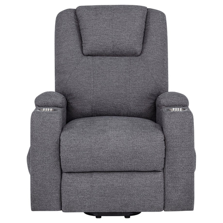 Louie Gray Chenille Upholstered Power Lift Massage Chair by Coaster at Eve Furniture