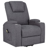 Louie Gray Chenille Upholstered Power Lift Massage Chair by Coaster at Eve Furniture