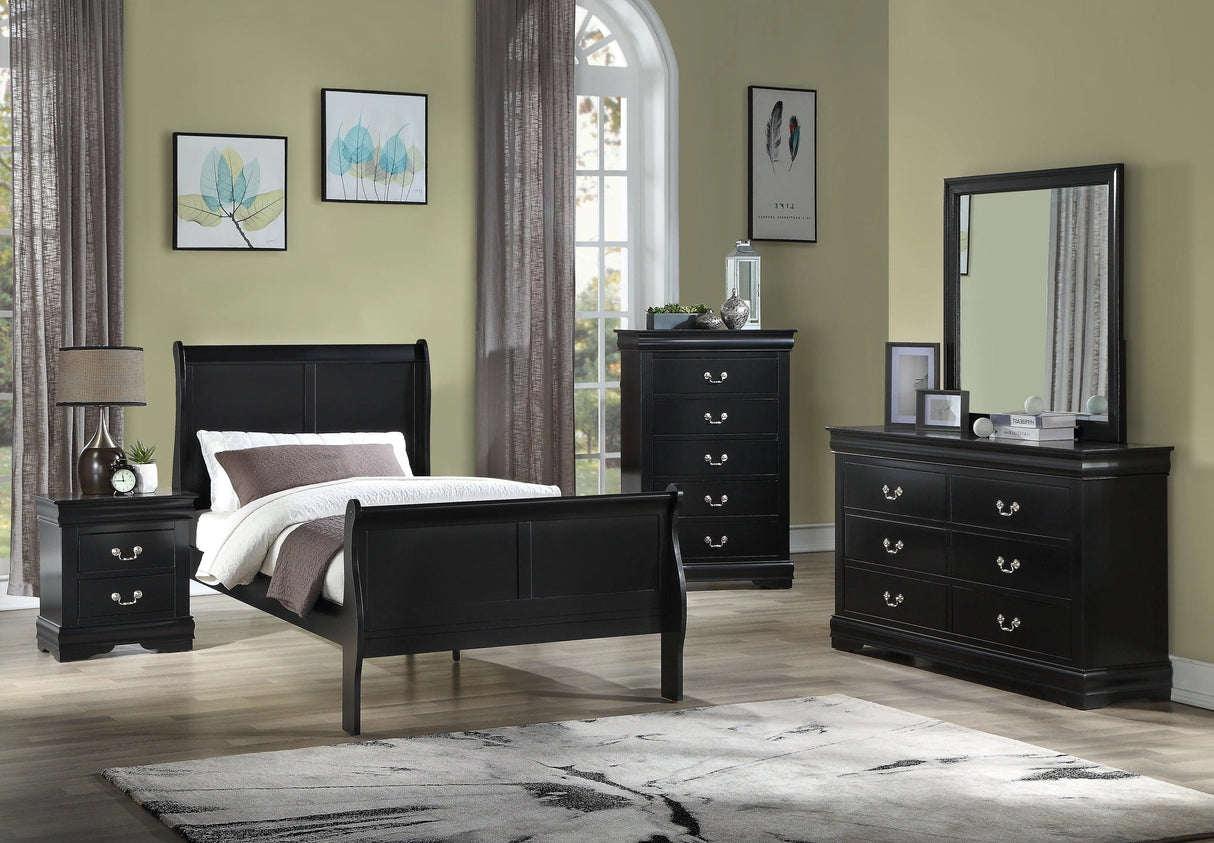 Louis Philip Black Sleigh Youth Bedroom Set by Crown Mark at Eve Furniture
