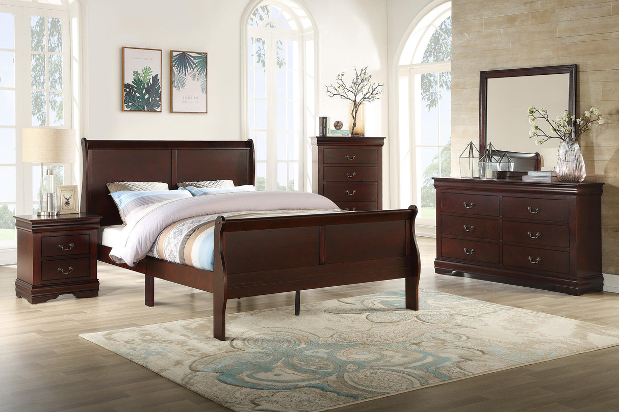 Louis Philip Cherry Sleigh Bedroom Set by Crown Mark at Eve Furniture