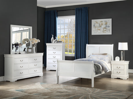 Louis Philip White Full Sleigh Bed by Crown Mark at Eve Furniture