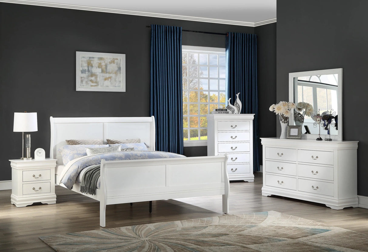 Louis Philip White Queen Sleigh Bed by Crown Mark at Eve Furniture