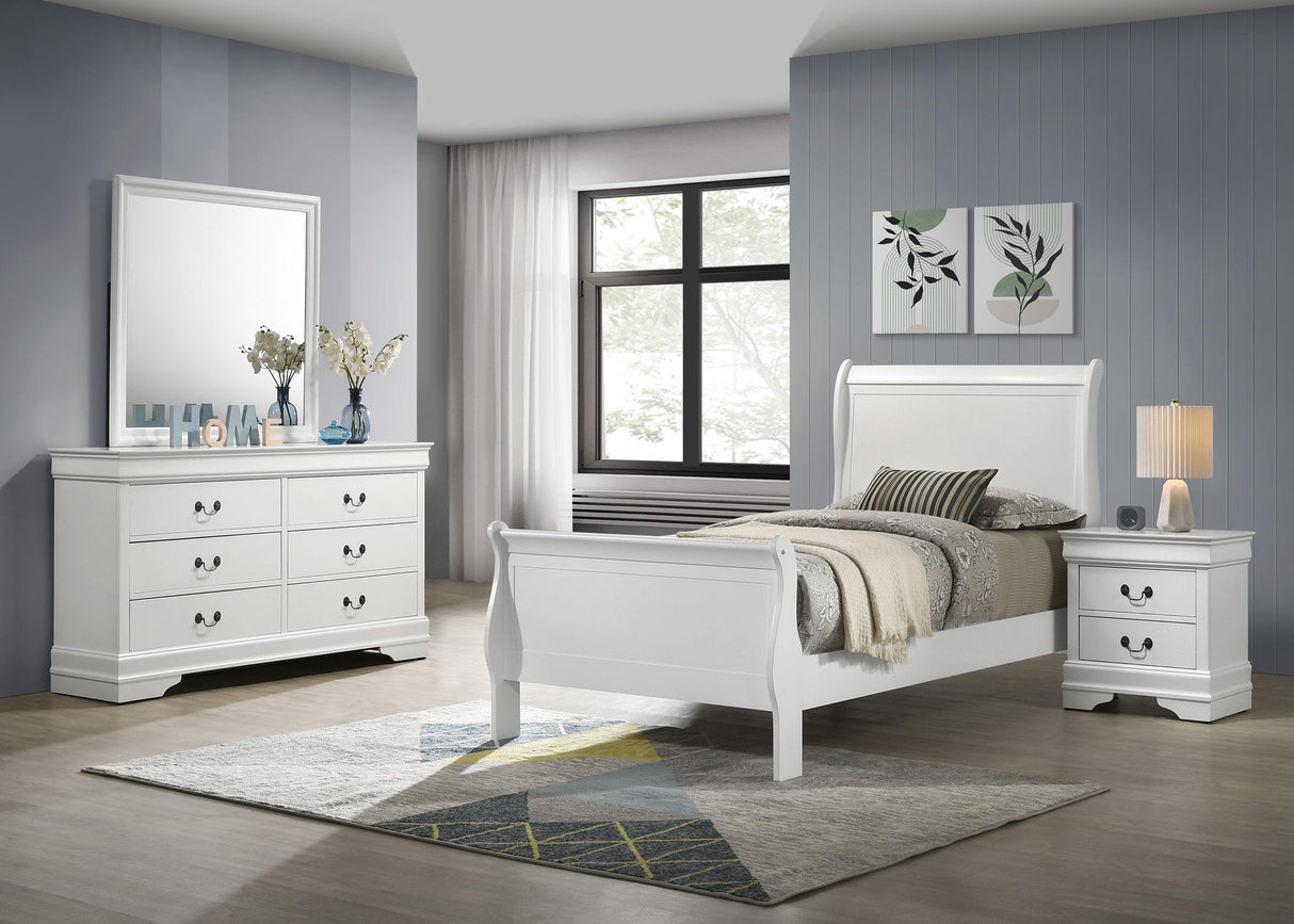 Louis Philippe White 4-Piece Twin Bedroom Set