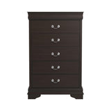 Louis Philippe Cappuccino 5-Drawer Chest with Silver Bails