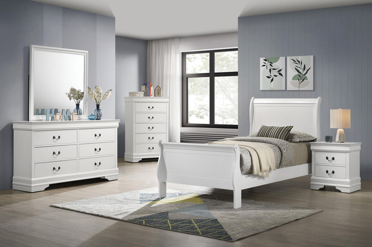 Louis Philippe White 5-Piece Twin Bedroom Set