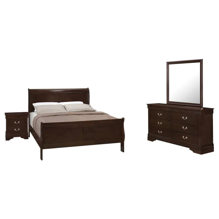 Louis Philippe Cappuccino 4-Piece Queen Panel Bedroom Set with High Headboard by Coaster at Eve Furniture