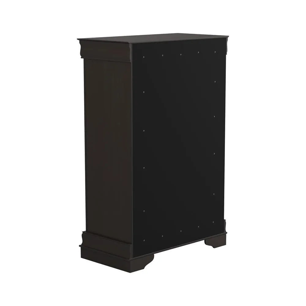 Louis Philippe Cappuccino 5-Drawer Chest with Silver Bails by Coaster at Eve Furniture