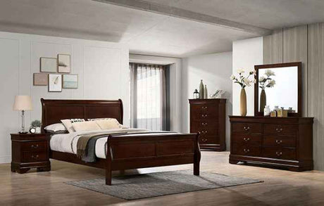 Louis Philippe Dark Cherry 4-Piece Queen Bedroom Set by Furniture of America at Eve Furniture