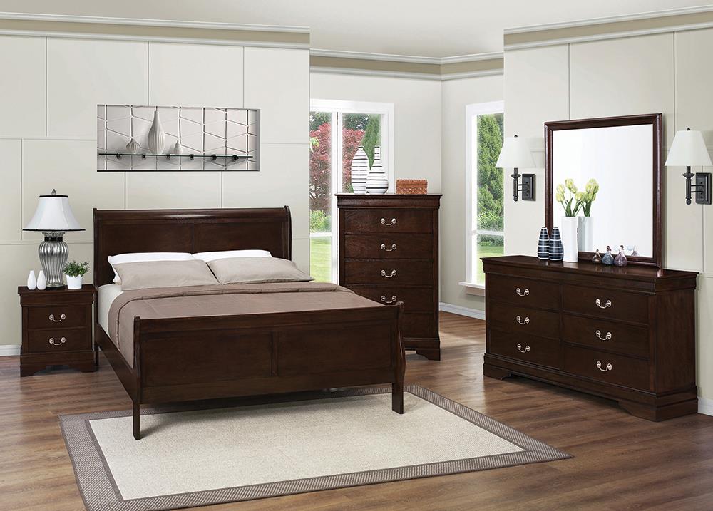 Louis Philippe White 4-Piece Full Panel Bedroom Set with High Headboard