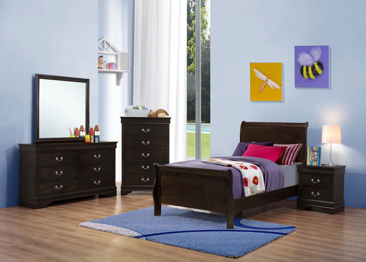 Louis Philippe White 4-Piece Twin Panel Bedroom Set with High Headboard