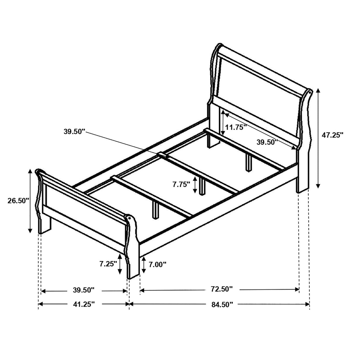 Louis Philippe White 4-Piece Twin Panel Bedroom Set with High Headboard