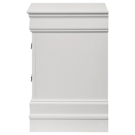 Louis Philippe White 2-drawer Nightstand Bedside Table by Coaster at Eve Furniture