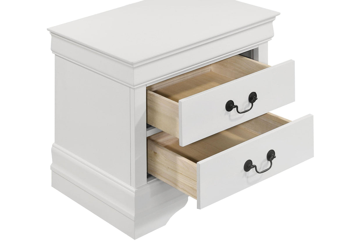 Louis Philippe White 2-drawer Nightstand Bedside Table by Coaster at Eve Furniture