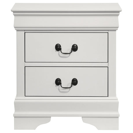 Louis Philippe White 2-drawer Nightstand Bedside Table by Coaster at Eve Furniture