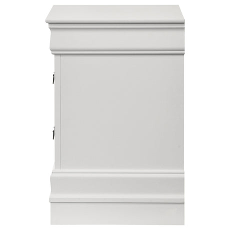 Louis Philippe White 2-drawer Nightstand Bedside Table by Coaster at Eve Furniture