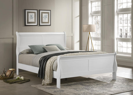 Louis Philippe White 47-inch Queen Sleigh Panel Bed by Coaster at Eve Furniture