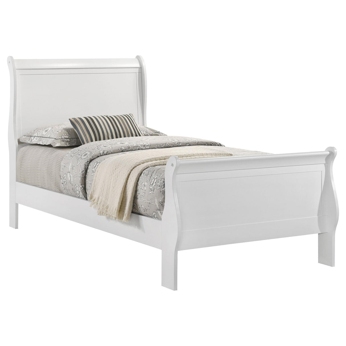 Louis Philippe White 47-inch Twin Sleigh Panel Bed by Coaster at Eve Furniture