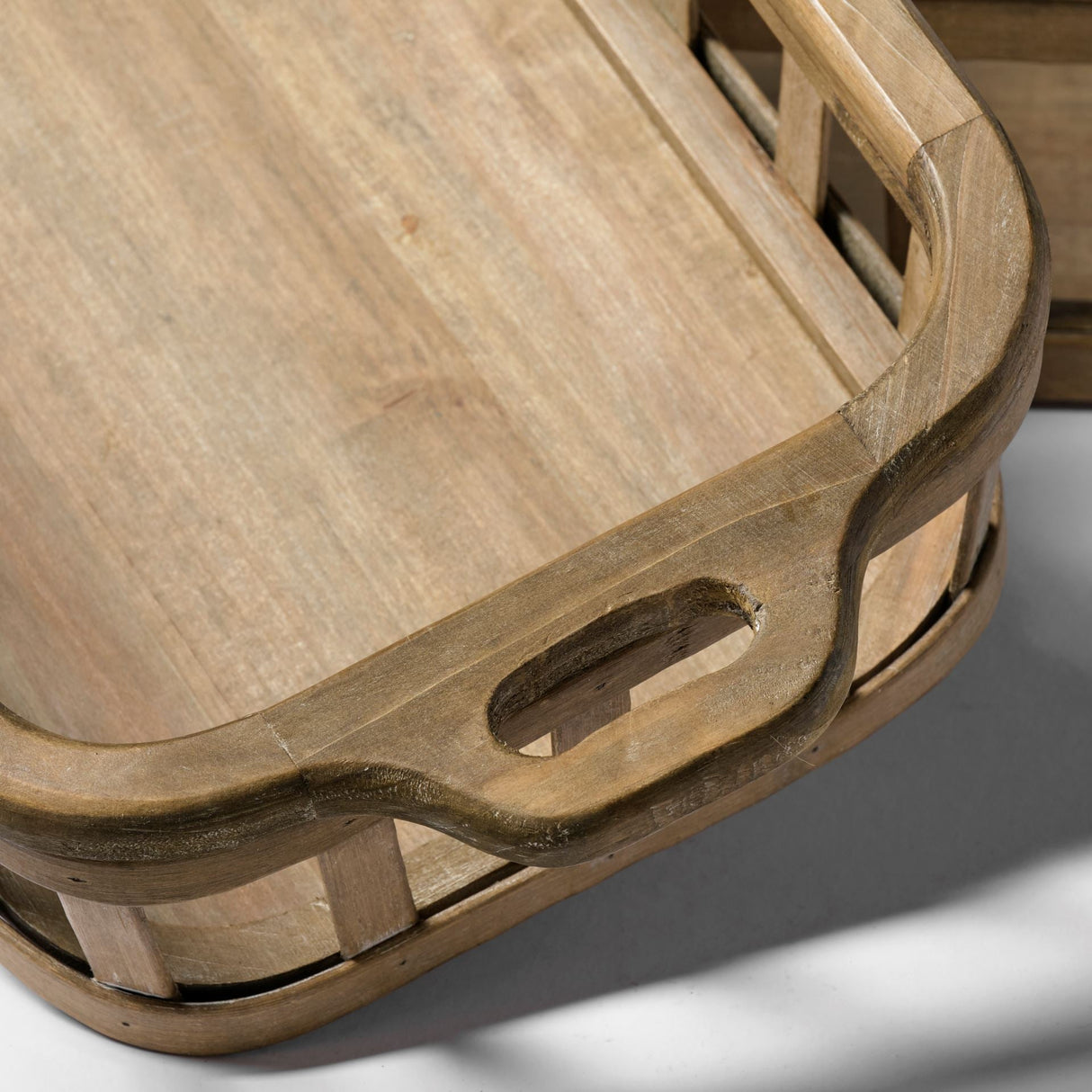 Louis Set of 2 Natural Wood Slated Nesting Trays by Mercana at Eve Furniture