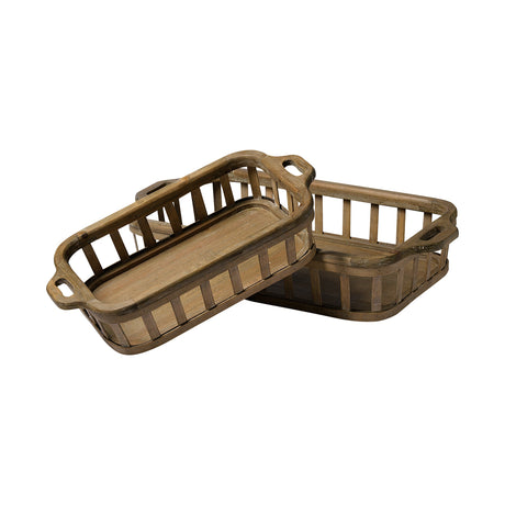 Louis Set of 2 Natural Wood Slated Nesting Trays by Mercana at Eve Furniture