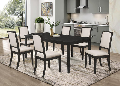 Louise Black/Cream 7-Piece Rectangular Dining Set by Coaster at Eve Furniture