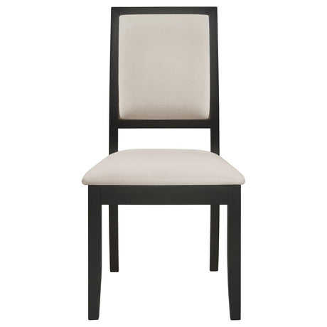 Louise Black/Cream Upholstered Dining Side Chairs, Set of 2 by Coaster at Eve Furniture