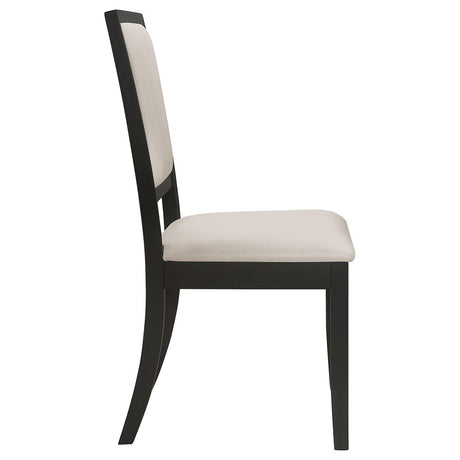 Louise Black/Cream Upholstered Dining Side Chairs, Set of 2 by Coaster at Eve Furniture