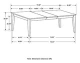 Louise Black Rectangular Dining Table with Extension Leaf