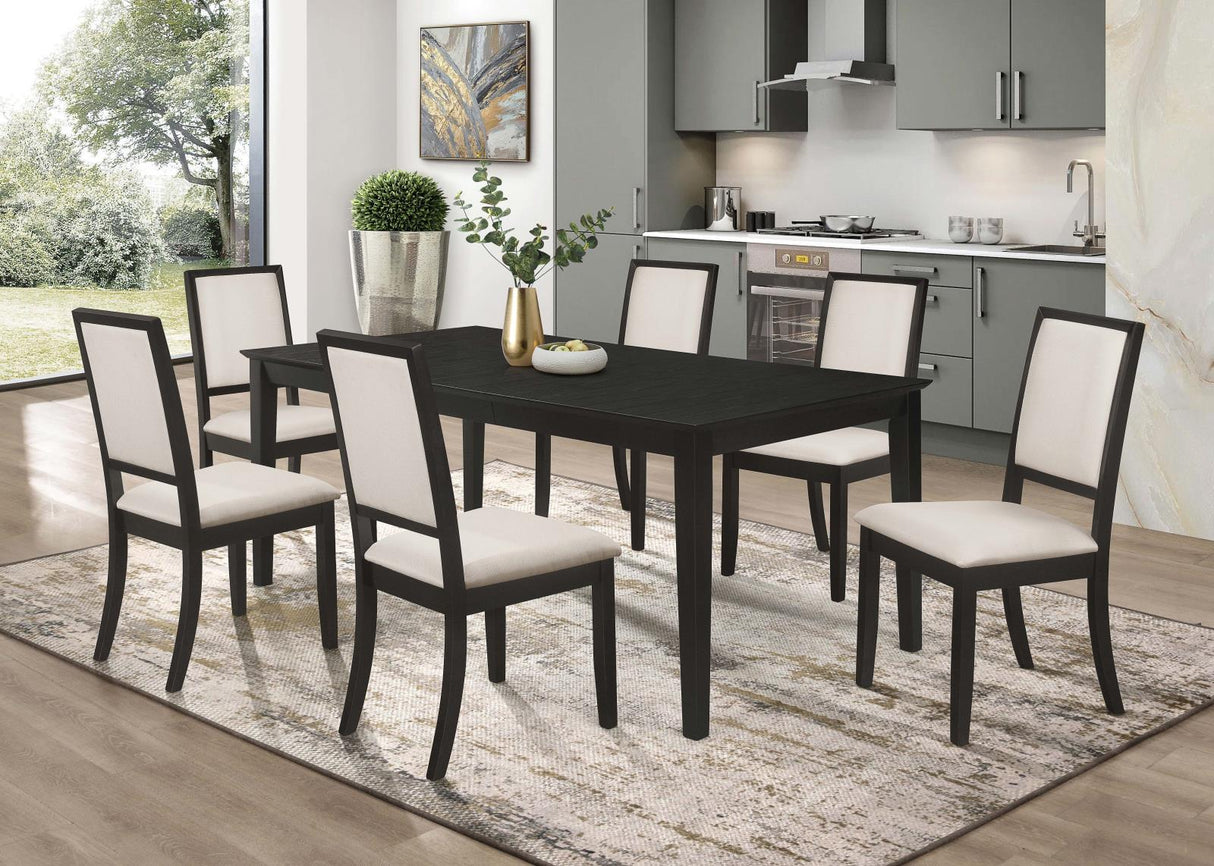 Louise Black Rectangular Dining Table with Extension Leaf