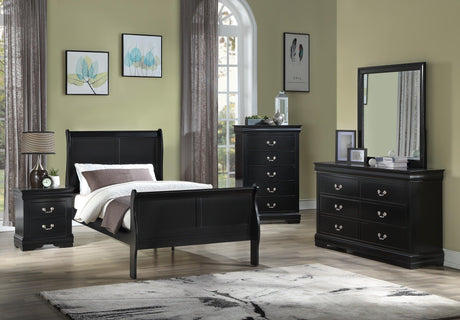 Louis Philip Black Sleigh Youth Bedroom Set by Crown Mark at Eve Furniture