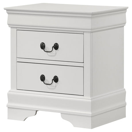 Louis Philippe White 2-drawer Nightstand Bedside Table by Coaster at Eve Furniture