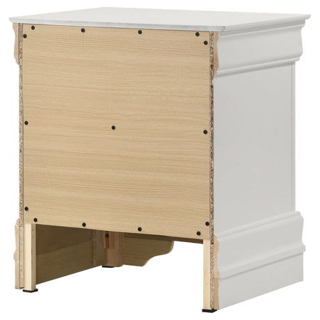 Louis Philippe White 2-drawer Nightstand Bedside Table by Coaster at Eve Furniture