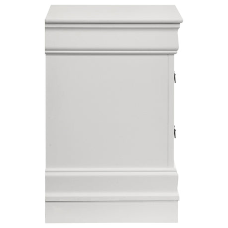 Louis Philippe White 2-drawer Nightstand Bedside Table by Coaster at Eve Furniture