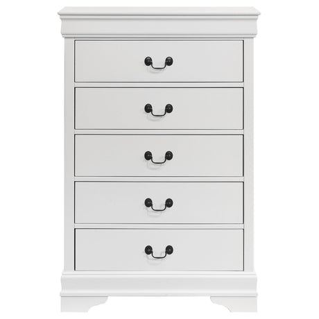 Louis Philippe 5-drawer Bedroom Chest White by Coaster at Eve Furniture